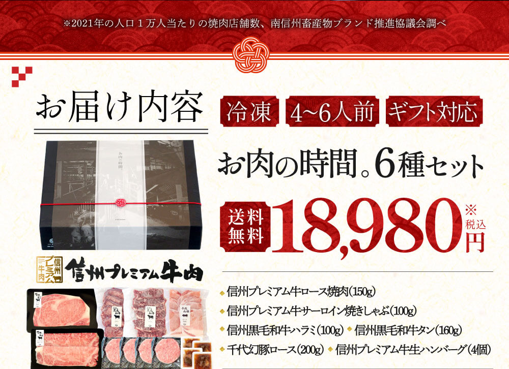 お届け内容：冷凍、4〜6人前、ギフト対応　税込18,980円